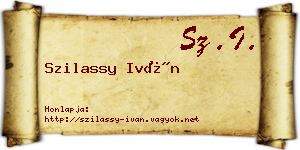Szilassy Iván névjegykártya
